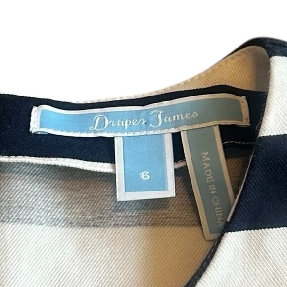 Draper James White Navy Stripe Shift Dress Nautical Vacation Travel Size 6 Women - Picture 10 of 10